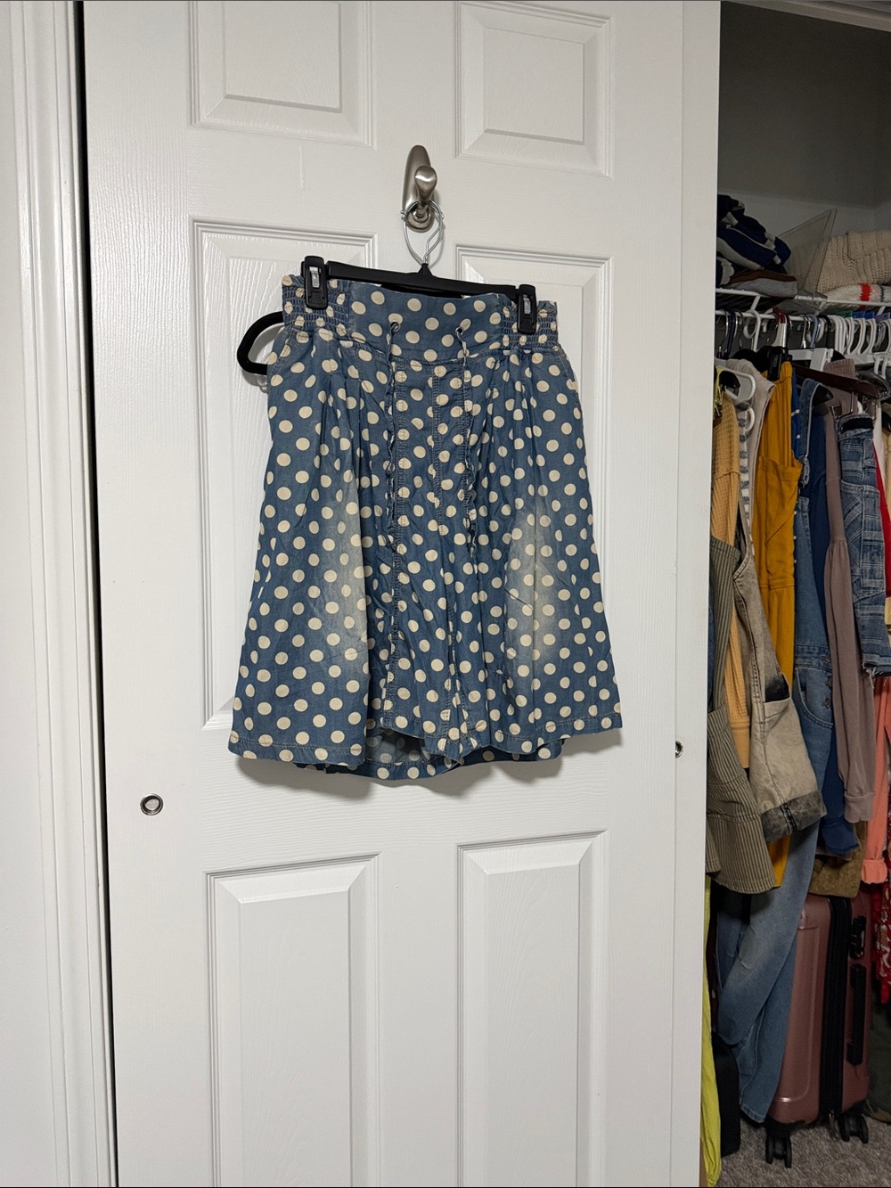 Polka Dot Skater Shorts - Blue and White
